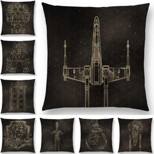 Hot Sale Bb8 Millennium Falcon X Wing Zelda Link Sword Big Daddy Bioshock Hogwarts Hulkbuster Tardis Cushion Cover Pillow Case