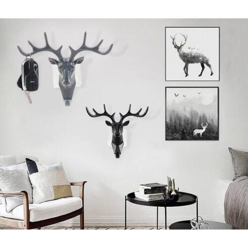 HOMIE Vintage Fawn Head Iron Hook Wrought Art Wall Coat Hat Bag Hanger Clothing Racks Hook Coat Hanger Sticky Holder Decoration