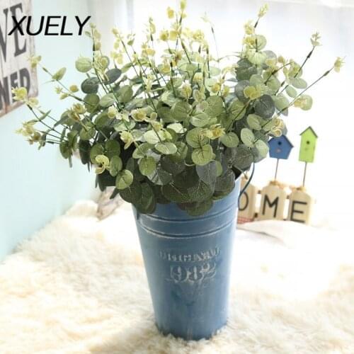 Green artificial Eucalyptus Leaves Silk Simulation Fake Plants Party Home Wedding Decoration Money leaf Plants Wall material