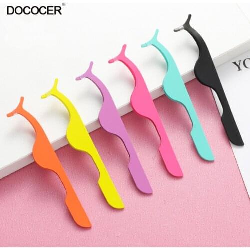 Stainless Gold False Eyelash Tweezers Rose Gold Fake Eye Lash Extension Multi Color Applicator Clamp Private Label