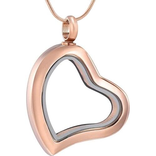 JJ007 Glass Heart Stainless Steel Cremation Jewelry Necklace Urn For Ashes Keepsake Memorial Locket Pendant For Women