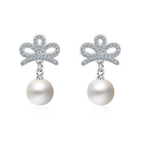 KOFSAC Exquisite Full Inlay CZ Crown Pearl Earring New Fashion Silver 925 Stud Earrings For Women Engagement Fine Jewelry Gifts