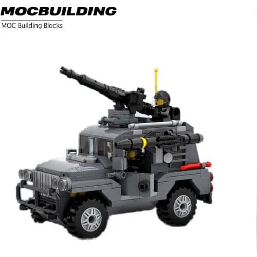 MOC Building Block Combat Jeep Special Military Equipment DIY Assembly Puzzle Rotary Gun Building Block