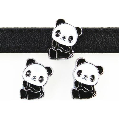 Colorful Enamel Fencing Athlete Panda 8MM Slider Charms Fit Pet Collar DIY Wristband & Bracelet Making