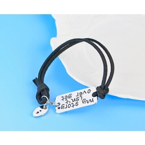 Zhijia my story isn't over yet Bracelets men Simple rope chain cheer up Bangles Leather Velvet Bracelets for male female