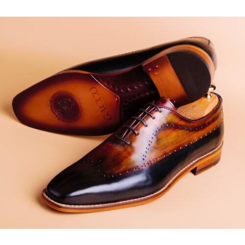 Hand painted Milwaukee Patina Men Dress Shoes