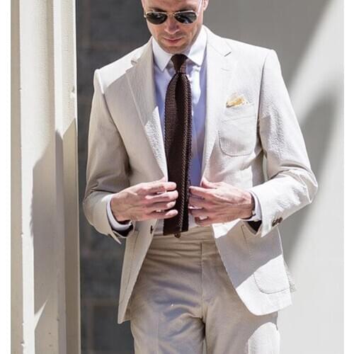 ANNIEBRITNEY Ivory 2 Piece Men Slim Fit Business Linen Summer Suit 2020 Summer Groom Wedding Tuxedo Tailor Made Casual Men Suit