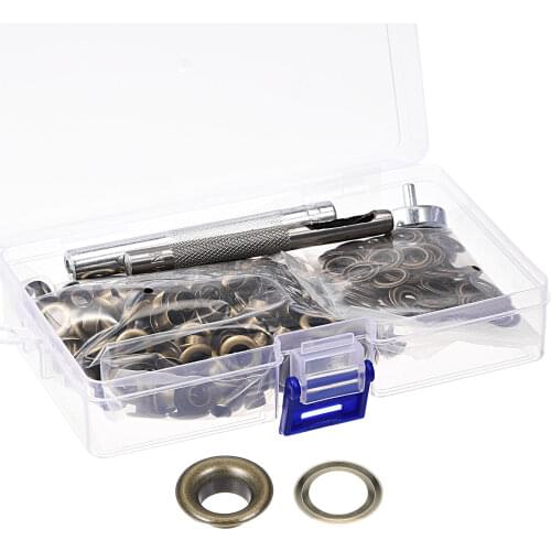 Uxcell Grommet Tool Kit 200 Sets Copper Grommets Eyelets with 3pcs Install Tools, 6mm Inside Dia. Bronze Tone