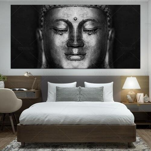 Wall Art For Bedroom Canvas Wall Art Black Abstract Buddha Wall Art Head Paintings Pictures Artwork Framed for Home Decoration