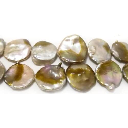 16 inches 20-40mm Center-Drilled Natural Lavender Large Flat Baroque Coin Pearl Loose Strand