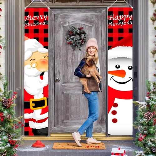 New product Amazon cross-border Christmas door curtain couplet Santa Claus pattern holiday decorations