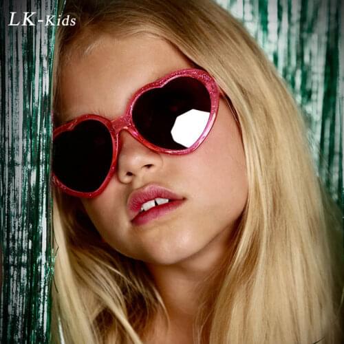 LongKeeper Heart Shape Sunglasses Kids Children Girls Boys Lovely Trendy Streetwear Sun Glasses Baby Cute Goggle UV400 Gafas