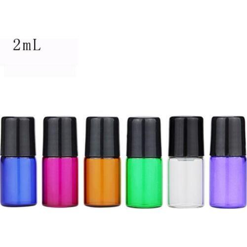 Wholesale 1ml 2ml mini roll on roller bottles for essential oil roll-on refillable perfume bottle container with black lid