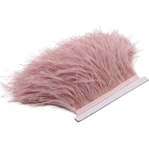 10M Pink Natural Ostrich Feathers Trim For Clothing Sewing Decorative Carnival Wedding Accessory Dress With Feather For Crafts