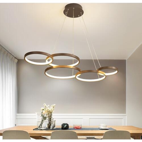 Simple modern led living room chandelier lighting Nordic double stair hall ring lighting art bedroom dining room chandelier
