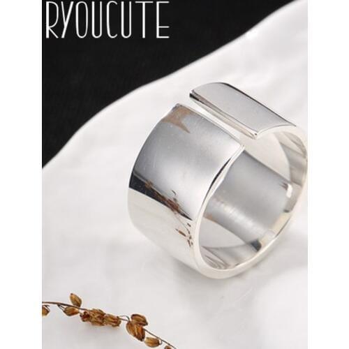Simple Style Real Silver Color Smooth Rings for Women Gifts Wedding Jewelry Large Antique Finger Rings Anelli