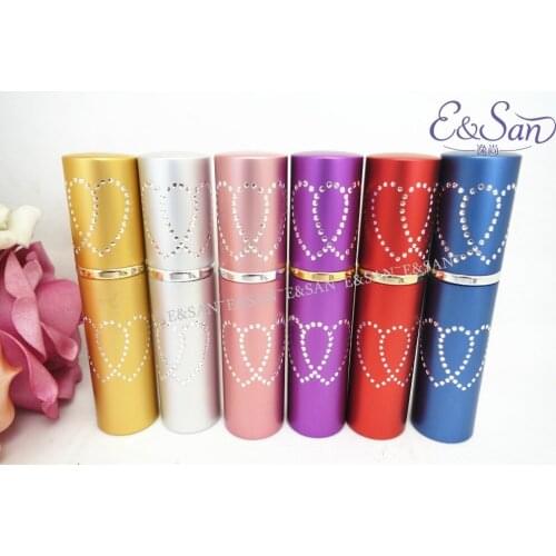 Refillable10ML Upper and Lower Double-hearted Aluminum Tube Lipstick Perfume Bottle Glass Empty Spray Cosmetic Bottles 10PCS/LOT