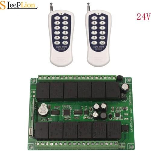 Sleeplion 12CH 24V Remote Switch Relay Module 433MHz/315MHz 12CH Channel Relay 24V Learn Code remote control switch