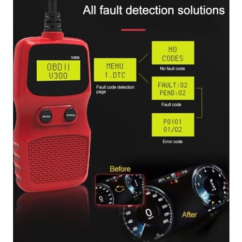 ELM327V300 OBD Code Reader OBD2 Scanner Car Check Engine Fault Lcd Diagnostic Tool Car Accessories