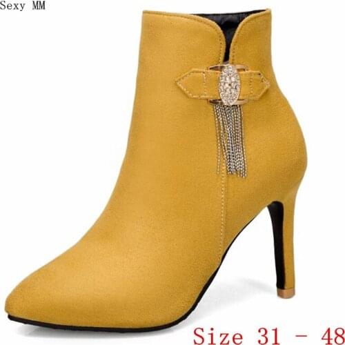 Spring Autumn High Heels Women Ankle Boots Woman Short Boots High Heel Shoes Small Plus Size 31 32 - 40 41 42 43 44 45 46 47 48