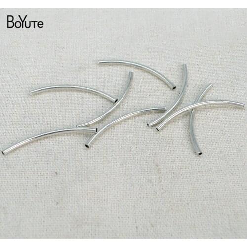 BoYuTe (100 Pieces/Lot) 2*35MM Metal Brass White K Plated Bend Tube Handmade Beaded DIY Jewelry Accessories