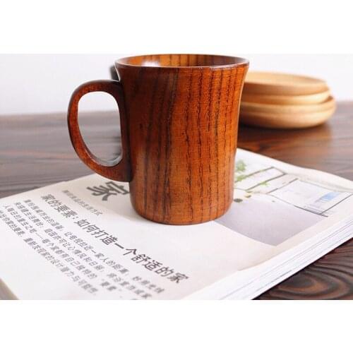 Solid Jujube Mug Wooden Coffee Beer Mugs Wood Cup Handmade Tea Cup with Handle A1