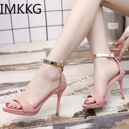 Women Sandals Ankle Strap Summer Shoes Woman High Heels Sandals Chaussures Femme Open Toe Women Summer Sandals A00258