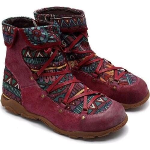 Ladies Retro Bohemian Style Ankle Zip Short Boots Casual Shoes Womens Winter Boots Botas Womens Booties Mujer Invierno 2021