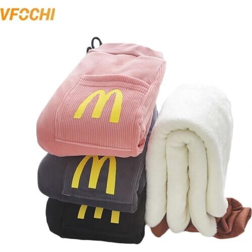 VFOCHI Boy Girls Winter Pants Extra Thick Velvet Pants Stretch Waist Kids Pants Warm Children Trousers Baby Girls Thicken Pants