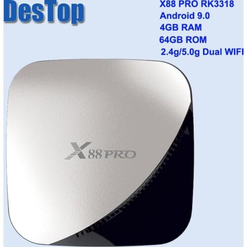 1PC X88 Pro Smart TV BOX Android 9.0 4GB RAM 64GB Rockchip RK3318 Quad Core WIFI H.265 Google Player X88Pro 4GB 32GB Set Top Box