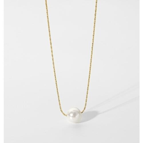 14k Gold Plated Stainless Steel Shell Pearl Pendant Necklace For Women Simple Elegant Summer Choker Collier