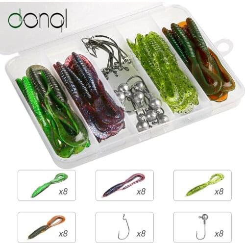 DONQL 20/40/80Pcs Soft Fishing Lure 50mm 75mm 100mm Silicone Worms Shrimp Fish Lures Sea Swimbait Artificia Fishing Tackle Bait