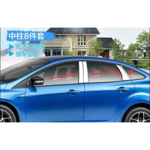 2012-2017 Fit For Ford Focus Mk3 Sedan Chrome Window Lining Frame Sill Belt Trim Cover Molding Garnish