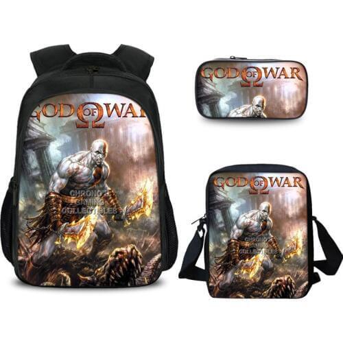 3 Pcs/Set Game God of War 4 Kratos Printed Children School Bags for Teenage Boy Girls Students Daily Backpack Mochila Escolar 20