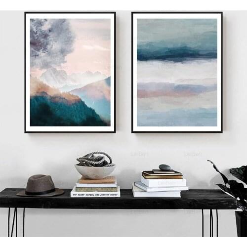 Abstract Natural Scenery Mountain Forest Sky Poster Oil Prints Canvas Painting Art Wall Pictures for Modern Home Cuadros Decor