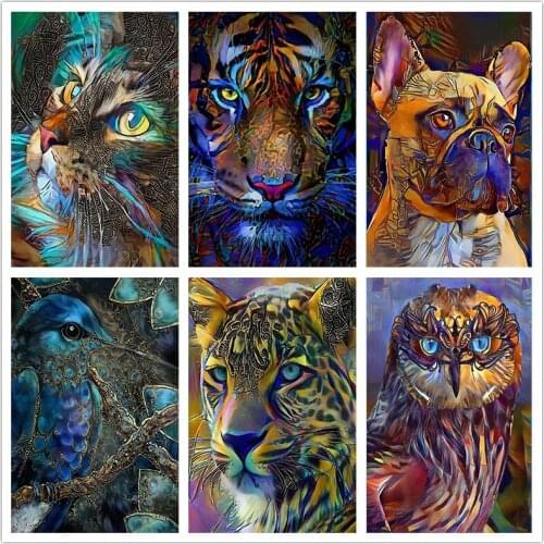 5D Diy Diamond Embroidery Color Animals Rhinestone Mosaic Cross Stitch Cat Dog Diamond Painting Home Decoration Wall Pictures