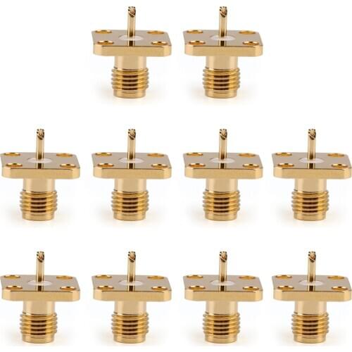 Areyourshop Sale 10Pcs SMA Female Jack Chassis 4Hole Panel Mount Post Terminal RF Coax Connector 5mm