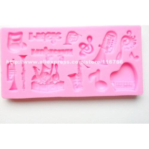 Free Shipping Musical Instrument Shaped Silicone Mold Cake Decoration Fondant Cake 3D Food Grade Silicone Mould 077