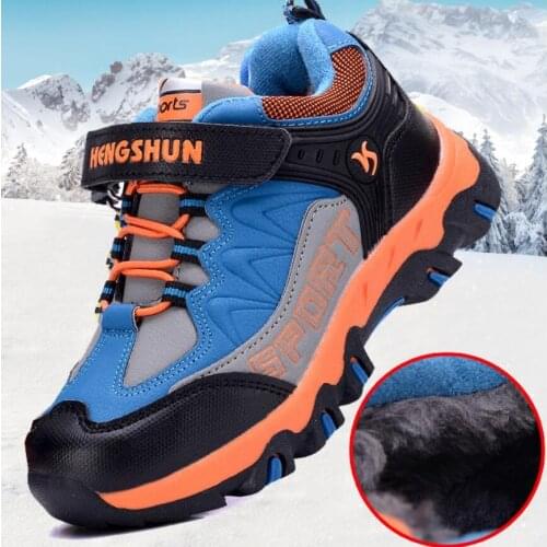 Unisex Children Boots Winter Boys & Girls Shoes With Plush Fashion Warm Non-slip Hiking Shoes Sports Casual Snow Boots For Kids