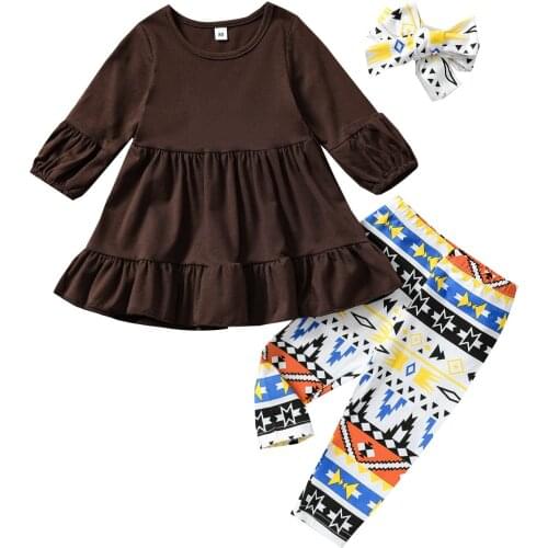 Ma&Baby 6M-4Y Autumn Toddler Baby Kid Girls Clothes Set Ruffles Long Sleeve Tops Print Pants Outfits Spring Costume