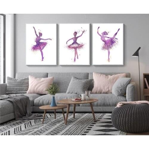 Home Decor Canvas Picture 1 Watercolor Ballerina painting Nordic wind Modern simple bedroom Home Wall printing Wholesale