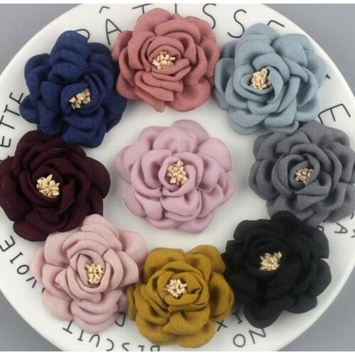 A-STYLE 2.6" 9 Colors Fabric Flowers Burned Age Flower Artificial Fabric Flowers For Child Headbands 60Pcs/lot