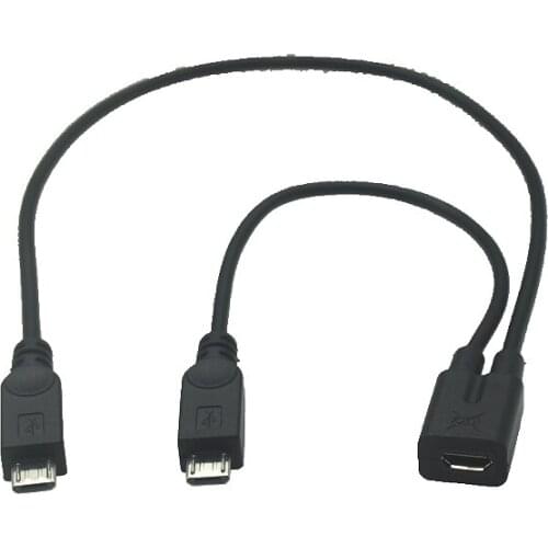Micro USB 1 Female To 2 Micro USB Male Splitter Extension Charge Date Cable Extension Cord 30cm