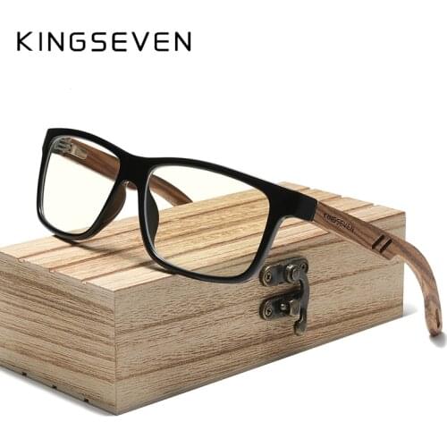 KINGSEVEN New Design TR90 Frame + Wooden Temples Blue light Blocking Lens Sunglasses Polarized Men Women Driving UV400 Eyewear
