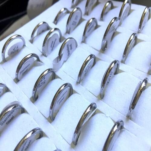 Wholesale 50pcs men women 2mm Mix Stainless Steel Rings Party Gift Lovely Smart Finger rings