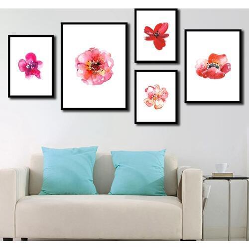 Red Petal Flower Wall Art Canvas Home Decorative Painting Poster Art Painting Picture for Living Room Home Decor B5076