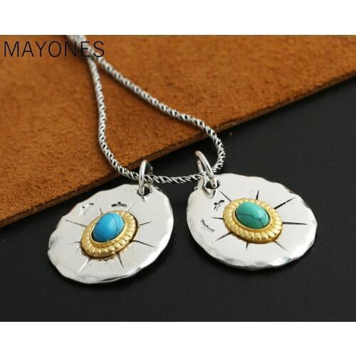 2019 Couple Pendant 100% 925 Sterling Silver Jewelry Men Women Feather Eagle Turquoise fashion Necklace Pendant