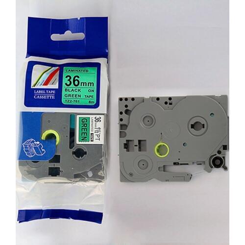 Free shipping 5 pcs Compatible brother p-touch label 36mm TZE tape TZ-761 tze761 tz761 tze761 black on green