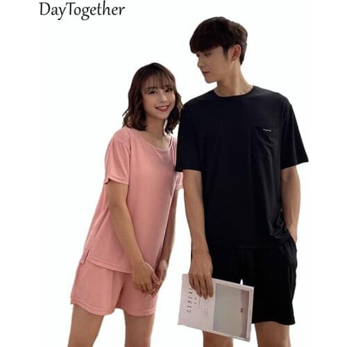 Summer Womens Pajamas Lce Silk Loose Short Sleeve Shorts Couples Sleepwear Color Black Blue Lovers Nightgown 2-Piece Suit