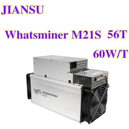 Used Bitcoin Miner WhatsMiner M21S 56T BTC BCH Asic Miner with PSU more Economic Than M20S M31S antminer S19 S17 T17 Z15 A10 T2T